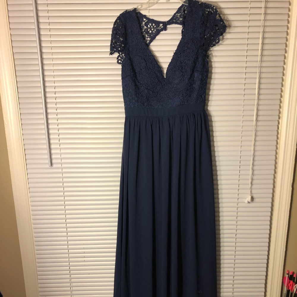 Navy, Lace & chiffon bridesmaid dress